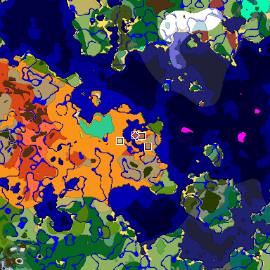 Predicted biome map of Java 26.3 seed -4017155714525489691 around estimated spawn