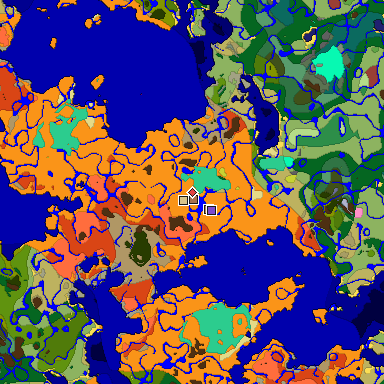 Predicted biome map of Java 26.3 seed 9149772039371847212 around estimated spawn