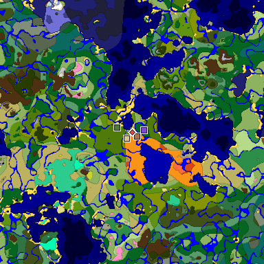Predicted biome map of Java 26.3 seed -3135522837198864207 around estimated spawn