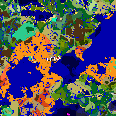 Predicted biome map of Java 26.3 seed 5738410841970629088 around estimated spawn
