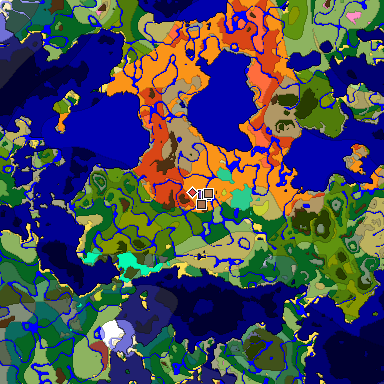 Predicted biome map of Java 26.3 seed -1420537310624836263 around estimated spawn