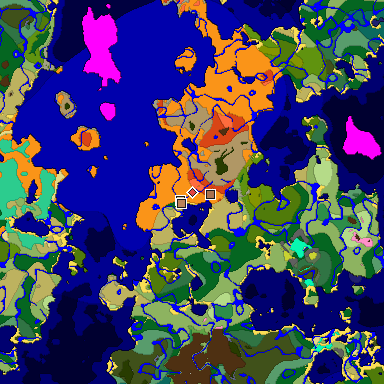 Predicted biome map of Java 26.3 seed 687314096097803093 around estimated spawn