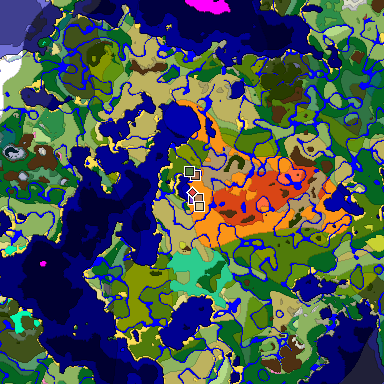 Predicted biome map of Java 26.3 seed -4716523517250026864 around estimated spawn