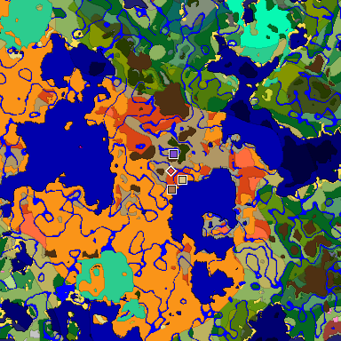 Predicted biome map of Java 26.3 seed 6471260713787779628 around estimated spawn