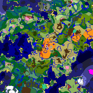 Predicted biome map of Java 26.3 seed -485380553714874324 around estimated spawn