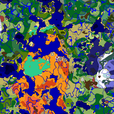 Predicted biome map of Java 26.3 seed -5203434034328974068 around estimated spawn