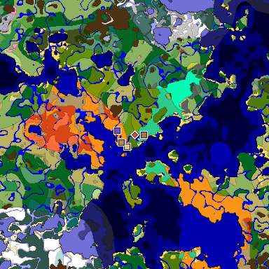 Predicted biome map of Java 26.3 seed 6395797487619045700 around estimated spawn