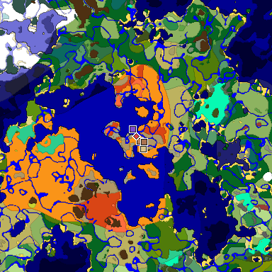Predicted biome map of Java 26.3 seed -7123083427133185113 around estimated spawn