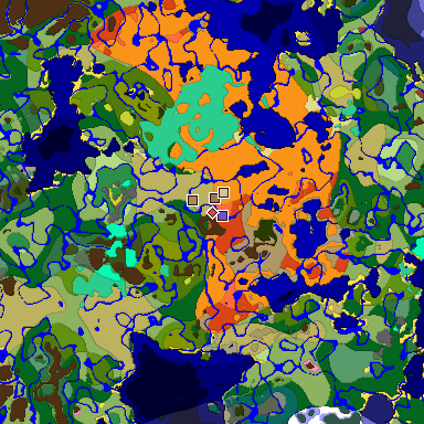 Predicted biome map of Java 26.3 seed -1019137776652456817 around estimated spawn