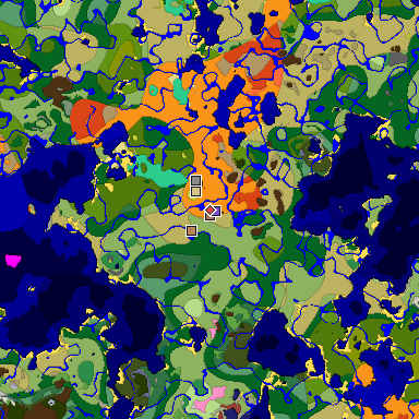 Predicted biome map of Java 26.3 seed -4076305505584052872 around estimated spawn