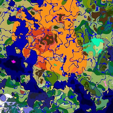 Predicted biome map of Java 26.3 seed -2177338025637355466 around estimated spawn