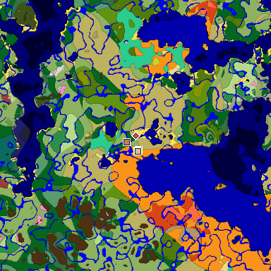 Predicted biome map of Java 26.3 seed 3571566875686643359 around estimated spawn