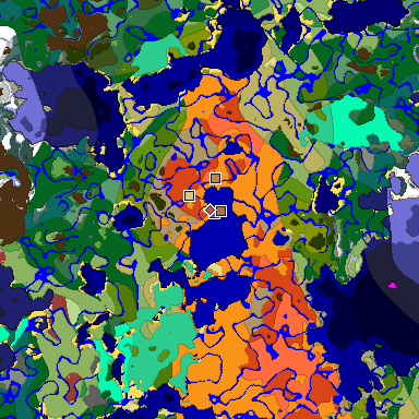 Predicted biome map of Java 26.3 seed -6125543254328470791 around estimated spawn