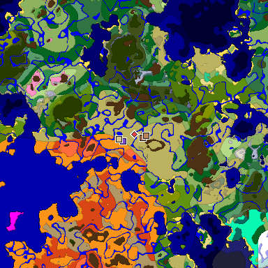 Predicted biome map of Java 26.3 seed 1084307298494143965 around estimated spawn