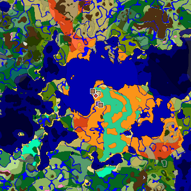 Predicted biome map of Java 26.3 seed -139837633634669175 around estimated spawn