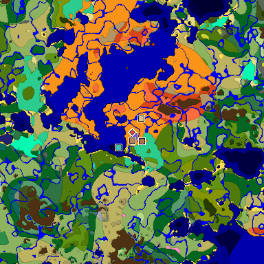 Predicted biome map of Java 26.3 seed -1436718877632182805 around estimated spawn