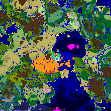 Predicted biome map of Java 26.3 seed 8019162877434066773 around estimated spawn