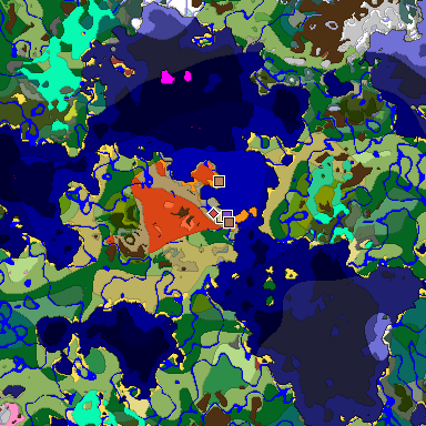Predicted biome map of Java 26.3 seed -1844547377521295285 around estimated spawn