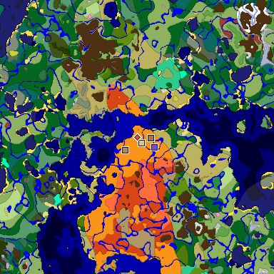 Predicted biome map of Java 26.3 seed -4424743293683982708 around estimated spawn