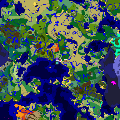 Predicted biome map of Java 26.3 seed -415274860983733235 around estimated spawn