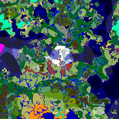 Predicted biome map of Java 26.3 seed 7558887517530310733 around estimated spawn