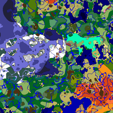 Predicted biome map of Java 26.3 seed -2048269809561981325 around estimated spawn