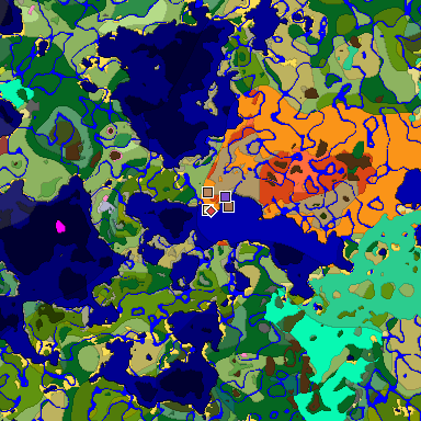 Predicted biome map of Java 26.3 seed -6210645362047490842 around estimated spawn
