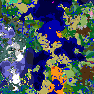 Predicted biome map of Java 26.3 seed -2494273522878280661 around estimated spawn