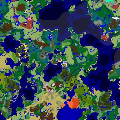 Predicted biome map of Java 26.3 seed 2500321647232348759 around estimated spawn