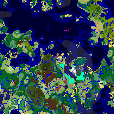 Predicted biome map of Java 26.3 seed -7718902518552801843 around estimated spawn