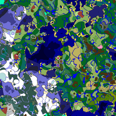 Predicted biome map of Java 26.3 seed -8668403179978620254 around estimated spawn