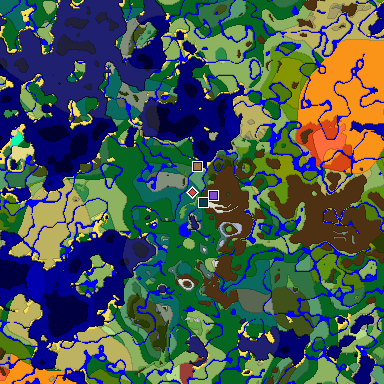 Predicted biome map of Java 26.3 seed -6474980142268228080 around estimated spawn