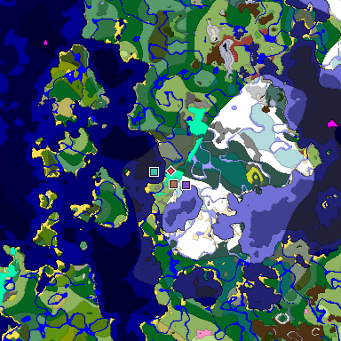 Predicted biome map of Java 26.3 seed 5437453504095367523 around estimated spawn