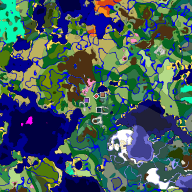 Predicted biome map of Java 26.3 seed -7999705776695956304 around estimated spawn