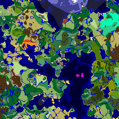 Predicted biome map of Java 26.3 seed -2402797966317450502 around estimated spawn