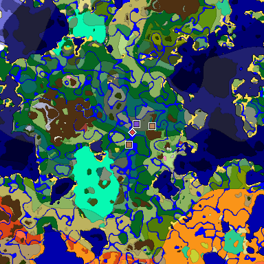 Predicted biome map of Java 26.3 seed 4977277019872013599 around estimated spawn