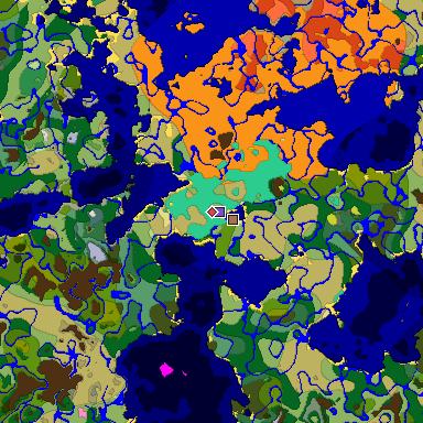 Predicted biome map of Java 26.3 seed -1119286345394874506 around estimated spawn