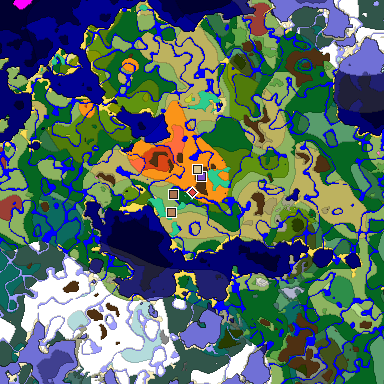 Predicted biome map of Java 26.3 seed 5882182253753036784 around estimated spawn