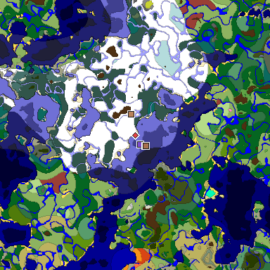 Predicted biome map of Java 26.3 seed -55356044047177801 around estimated spawn