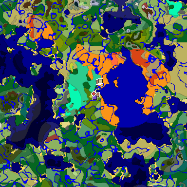 Predicted biome map of Java 26.3 seed -794230287083315882 around estimated spawn