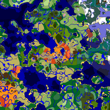 Predicted biome map of Java 26.3 seed 3457547603757362390 around estimated spawn