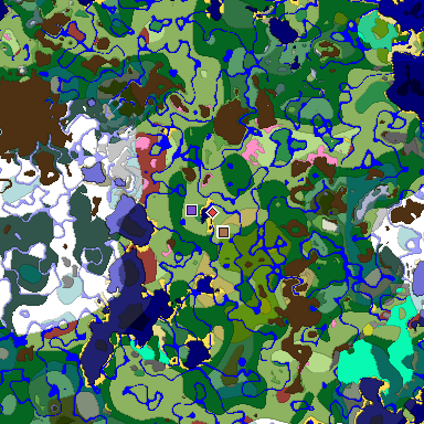 Predicted biome map of Java 26.3 seed -2902558930298181469 around estimated spawn