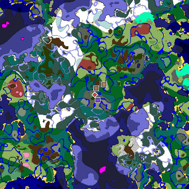 Predicted biome map of Java 26.3 seed 5304336469088469994 around estimated spawn