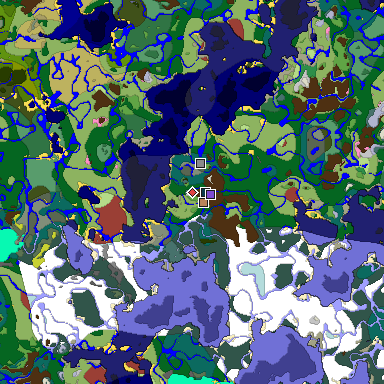 Predicted biome map of Java 26.3 seed -5094475187146198278 around estimated spawn