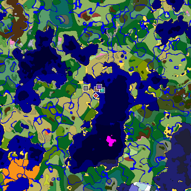 Predicted biome map of Java 26.3 seed 8599208621297060915 around estimated spawn