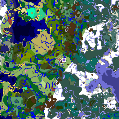 Predicted biome map of Java 26.3 seed -7433528823757981233 around estimated spawn