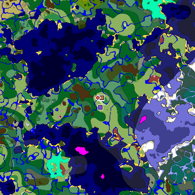 Predicted biome map of Java 26.3 seed 1530414847831377534 around estimated spawn