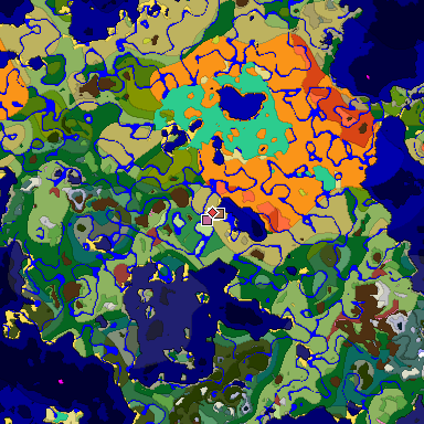 Predicted biome map of Java 26.3 seed 4636136046657226526 around estimated spawn