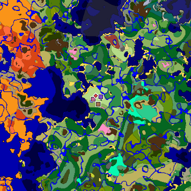 Predicted biome map of Java 26.3 seed -4607358861408860051 around estimated spawn