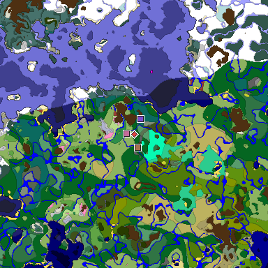 Predicted biome map of Java 26.3 seed 1912399810567140715 around estimated spawn